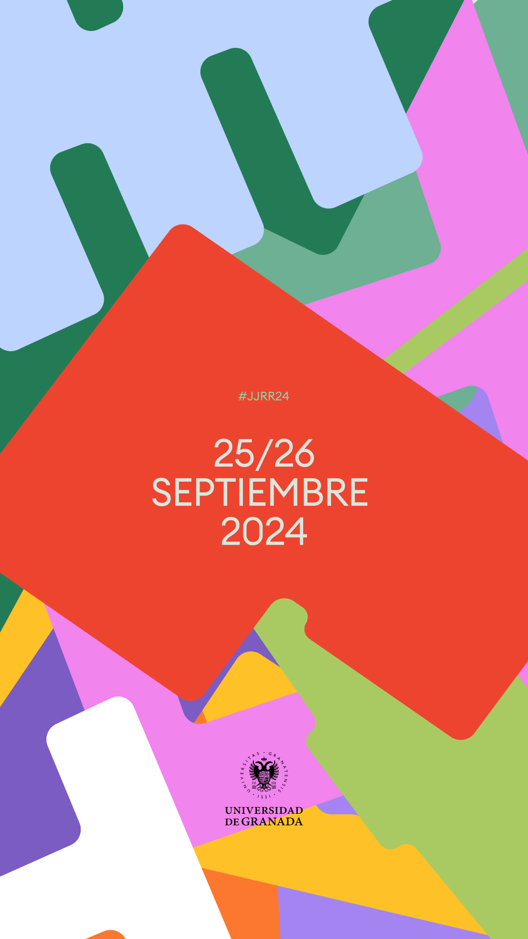 Dibujo abstracto en colores con la fecha de celebración de las jornadas